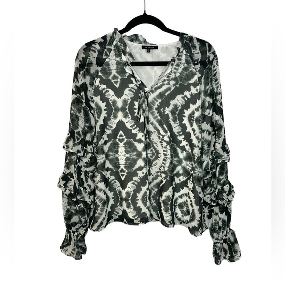 En Saison Anthropologie Long-sleeved Tie-Dyed Chiffon Blouse Small - Picture 1 of 8